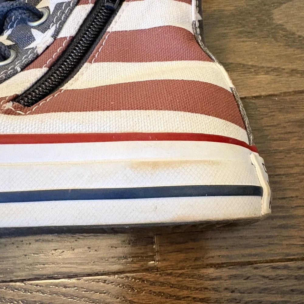 Converse All Star High Top Sneakers Kids Size 13 American Flag Print Zip Closure